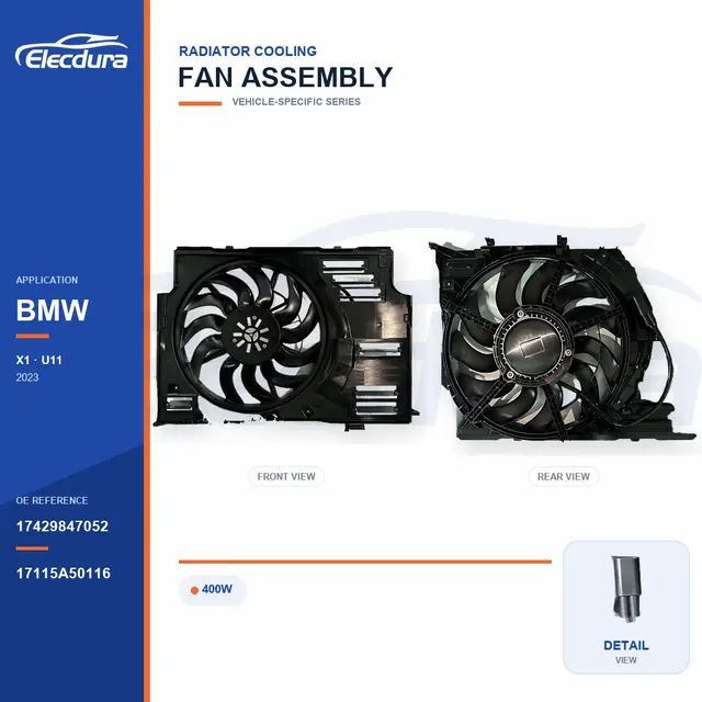 Radiator Cooling Fan Assembly for BMW U11 400W 17429847052 Bulk Supply