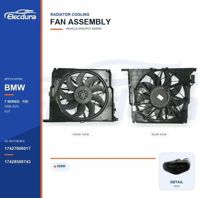 Radiator Cooling Fan Assembly for BMW F02 850W 17427806017 Bulk Supply