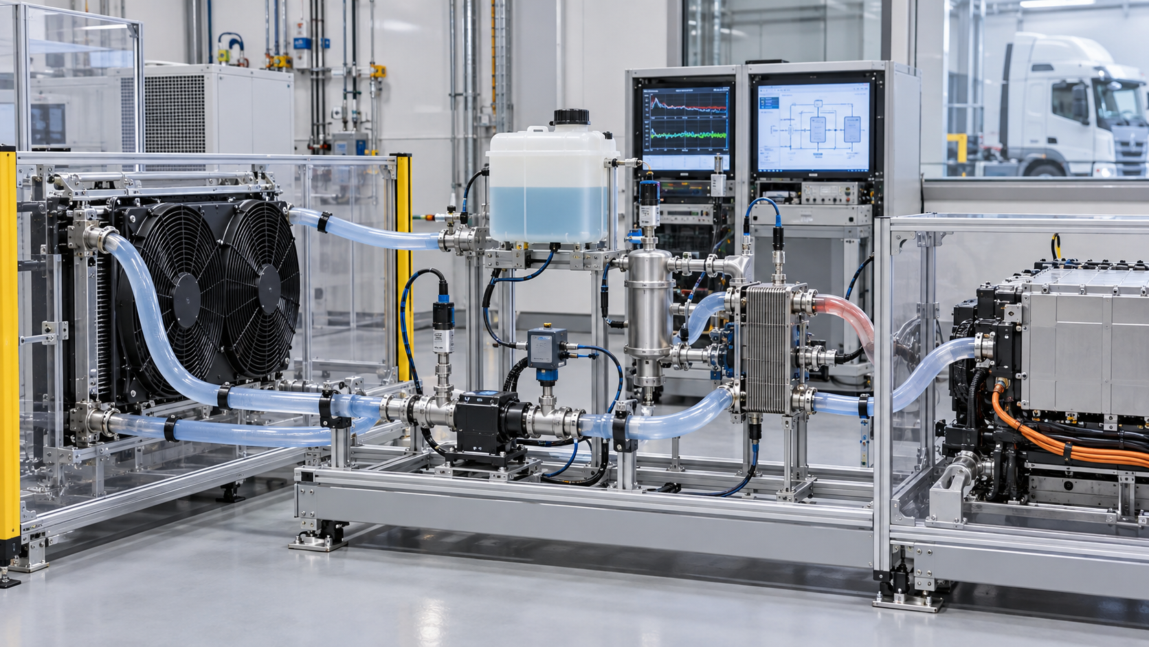 Fuel-cell cooling package validation with conductivity, temperature, pressure, and flow measurements