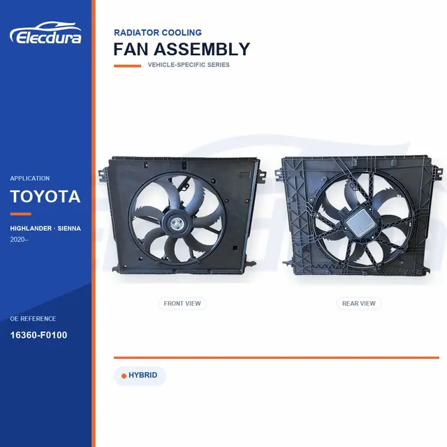 Radiator Cooling Fan Assembly for Toyota Highlander / Sienna 16360-F0100 Bulk Supply