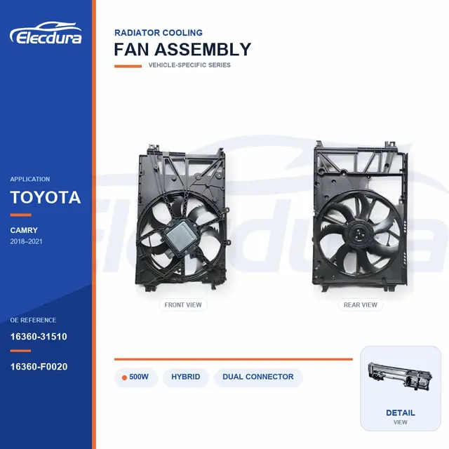 Radiator Cooling Fan Assembly for Toyota Camry 500W 16360-31510 Bulk Supply