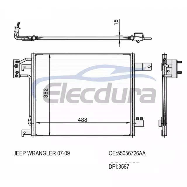 55056726AA Kondenz&aacute;tor klimatizace Jeep Wrangler 2007-2009