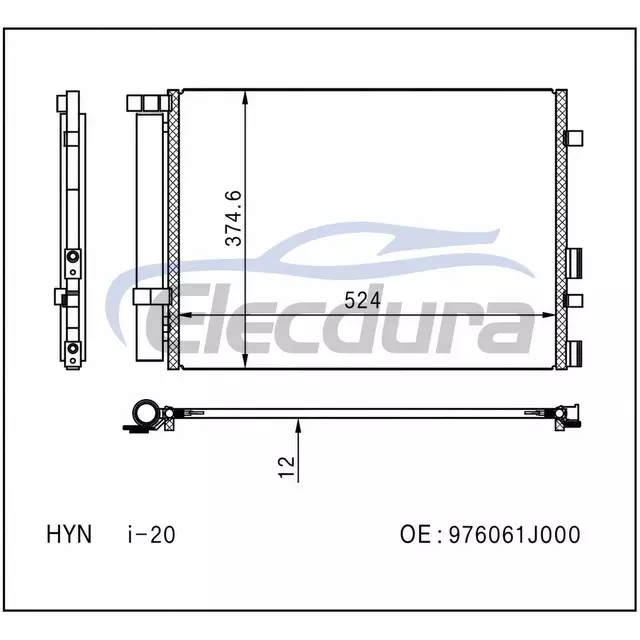 976061J000 Hyundai I20 2008-2014 Klima Kondansat&ouml;r&uuml; 12mm &Ccedil;ekirdek