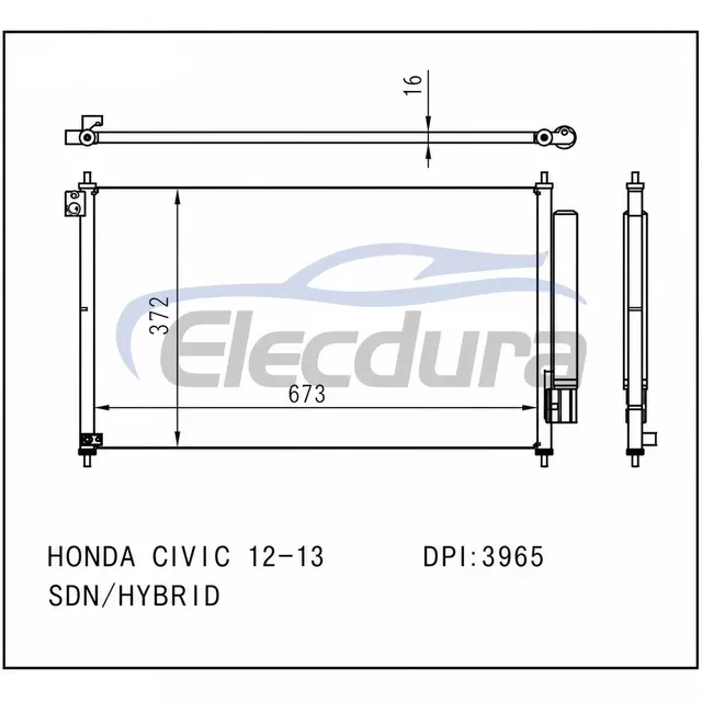 80110TR0A01 Honda Civic 2012-2013 HYBRID A/C Condenser 16mm Core