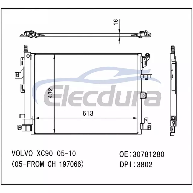30781280 Volvo Xc90 05-From Ch 66 2005-2010 A/C Condenser