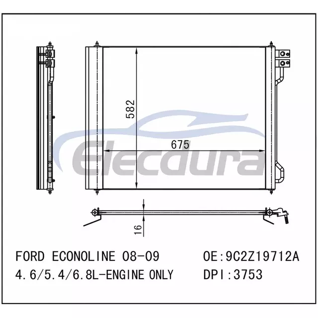9C2Z19712A Ford Econoline 2008-2009 A/C Condenser