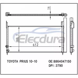 88460-47150 Lexus CT200h 2011-2017 A/C Condenser 16mm Core