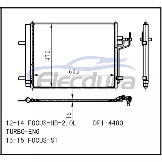 CV6Z19712K Ford Focus 2012-2014 A/C Condenser