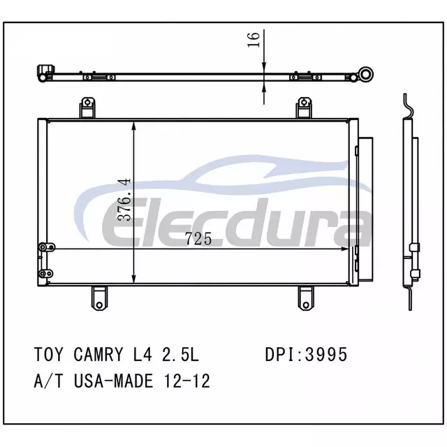 8846006230 Lexus Camry 2009-2011 l&eacute;gkondicion&aacute;l&oacute; kondenz&aacute;tor szerelv&eacute;ny, 16 mm-es mag