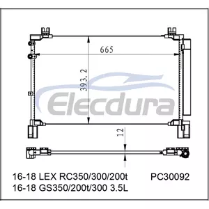 8846024100 Lexus Rc350 2016-2018 A/C Condenser 12mm Core