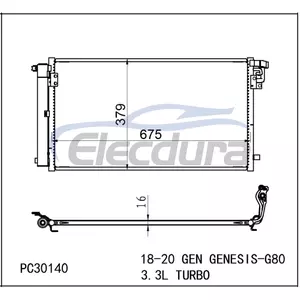 97606B1410 Hyundai Genesis 2018-2020 A/C Condenser with Receiver/Drier