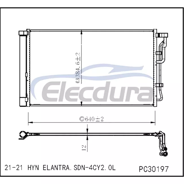 97606AA000 Hyundai Hyn Elantra. 2021+ 2.0L A/C Condenser
