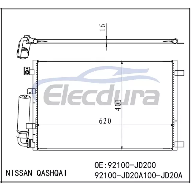 92100-JD200 Nissan Qashqai 2010-2013 Sestava kondenz&aacute;toru klimatizace