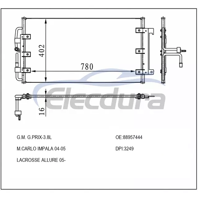 88957444 GM G Prix- M Carlo Impala 2004-2005 3.8L A/C Condenser