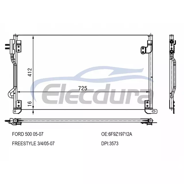 6F9Z19712A Ford Five Hundred 2005-2007 A/C Condenser Assembly