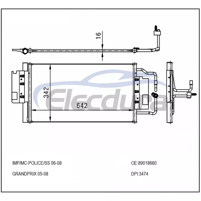 PC3474P Buick Allure 2008-2009 A/C Condenser