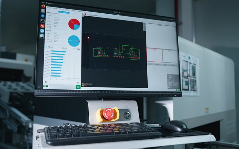 Digital performance analysis and visual inspection system monitoring resistor production parameters.