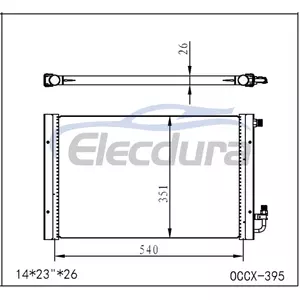 Universal A/C Condenser 14" &times; 23" Inch with 26 mm Core