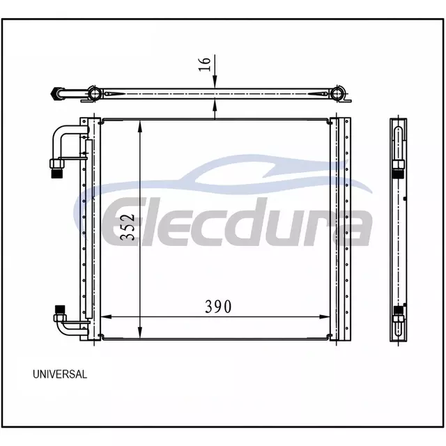 Universal A/C Condenser 390 &times; 352 &times; 16 mm