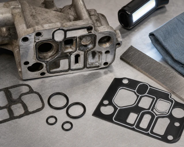 Mitsubishi oil cooler gasket O-ring and housing surface inspection