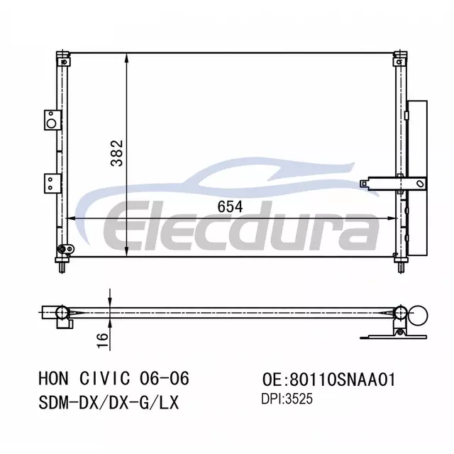 80110SNAA02 Condenseur de climatisation Honda Civic -Dx 2006-2011