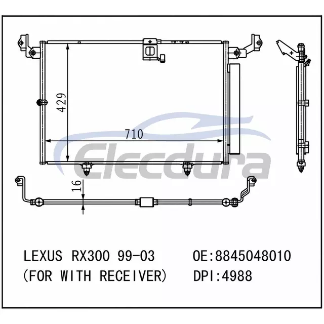8845048010 Lexus Rx300 For Receiver 1999-2003 A/C Condenser 16mm Core