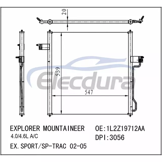 1L2Z19712AA Ford Explorer 2002-2005 A/C Condenser
