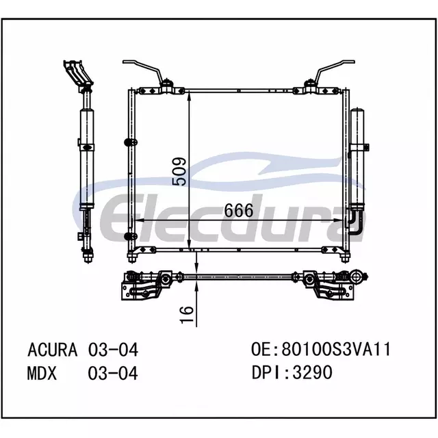 80100S9VA01 Honda Pilot 2003-2008 A/C Condenser Assembly