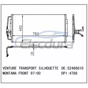 52486810 Pontiac Montana 1997-2000 A/C Condenser Assembly 18mm Core