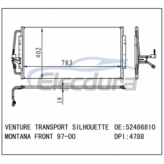 52486810 Pontiac Montana 1997-2000 A/C Condenser Assembly 18mm Core