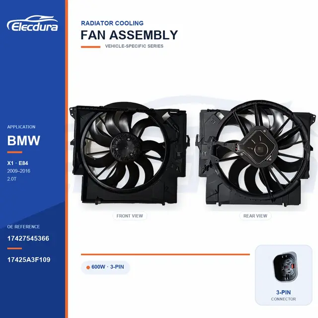 Conjunto de ventilador de refrigeraci&oacute;n del radiador para suministro a granel de BMW E84 600W 17427545366