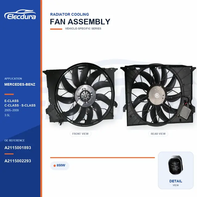 Radiator Cooling Fan Assembly for Mercedes-Benz W211 / C219 850W A2115001893 Bulk Supply