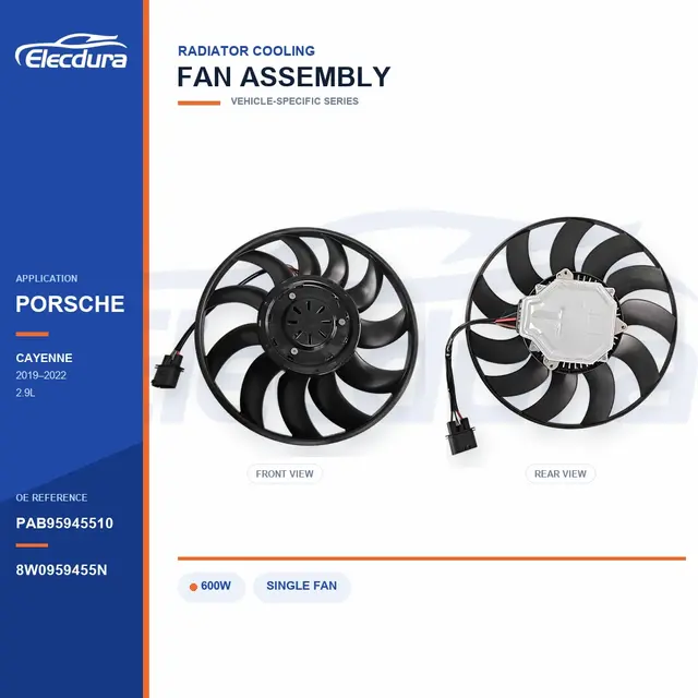 Radiator Cooling Fan for Porsche Cayenne 600W PAB95945510 Bulk Supply
