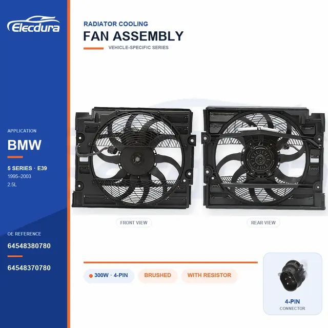 Radiator Cooling Fan Assembly for BMW E39 300W 64548380780 Bulk Supply
