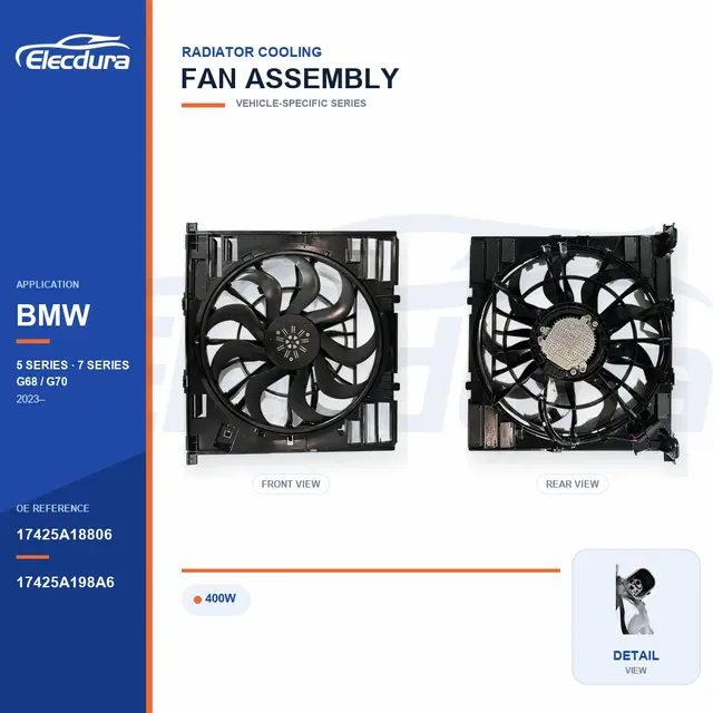 Radiator Cooling Fan Assembly for BMW G68 / G70 400W 17425A18806 Bulk Supply