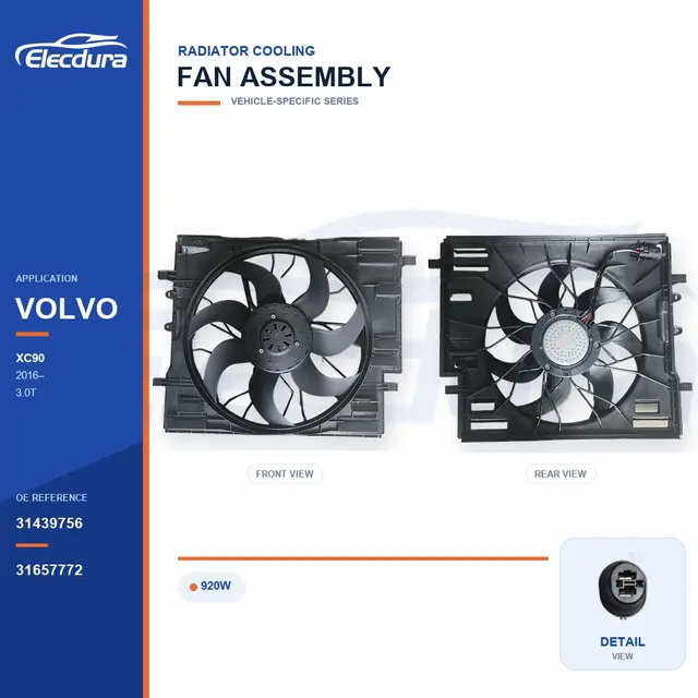 Radiator Cooling Fan Assembly for Volvo XC90 920W 31439756 Bulk Supply
