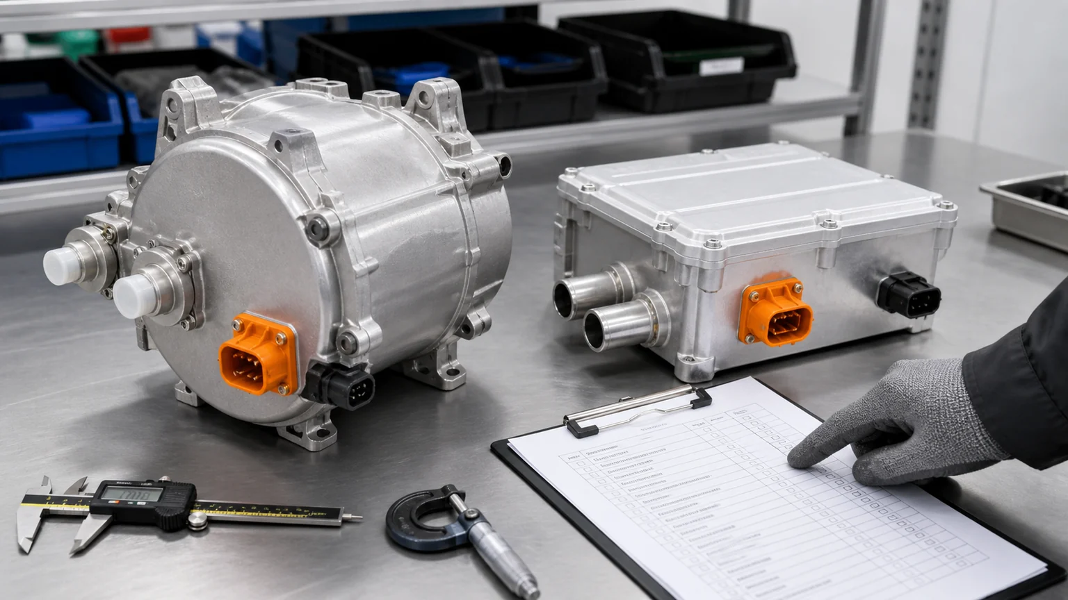 Receiving inspection of an electric AC compressor and PTC coolant heater
