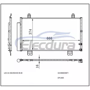8846030871 Lexus Gs 300 2006-2011 A/C Condenser 16mm Core