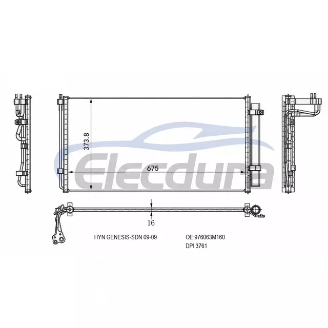 976063M160 Hyundai Genesis 2009-2011 A/C Condenser Assembly