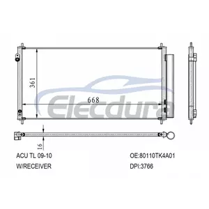 PC3766P อคิวรา TL 2009-2014 คอนเดนเซอร์เครื่องปรับอากาศ