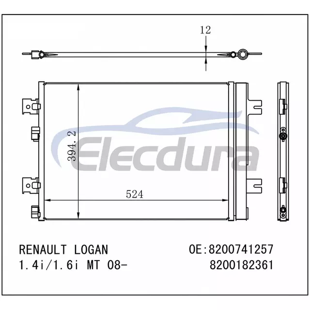8200-741257 Renault Logan 2008+ A/C Condenser