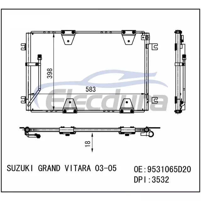 95310-65D20 Suzuki Grand Vitara 2003-2005 A/C kondensator 18 mm kerne