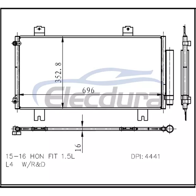 80100T5RA01 Honda Fit 2015-2022 A/C Condenser Assembly 16mm Core