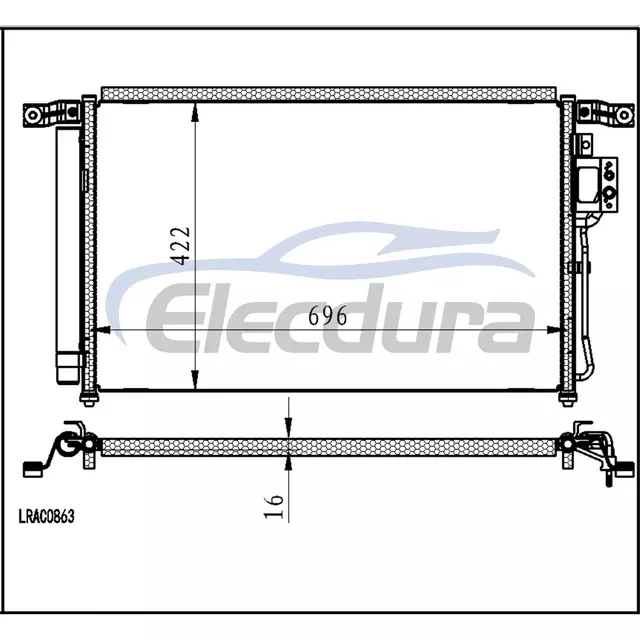 97606-2B000 Hyundai Santa Fe II 2006+ Klima Kondenser Grubu 16mm &Ccedil;ekirdek