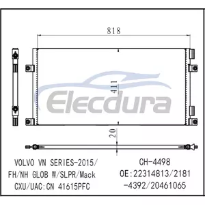 22314813 Volvo Vn Series 2015+ A/C Condenser 20mm Core