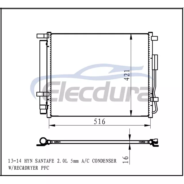 976062W000 Hyundai Santafe 2013-2014 2.0LA/C Kondenser Komplesi
