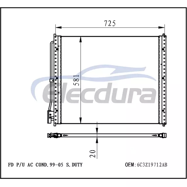 6C3Z19712AB Ford F-250 Super Duty 1999-2007 A/C Condenser