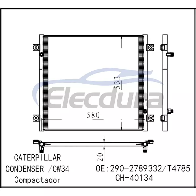 290-2789 Caterpillar CW34 A/C Condenser