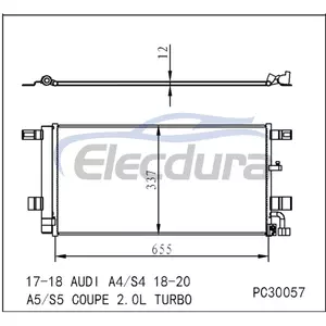 8W0816421C Audi A4 2017-2022 คอนเดนเซอร์ปรับอากาศพร้อมตัวรับ / เครื่องทำให้แห้ง 5 มม. ความสูงครีบ
