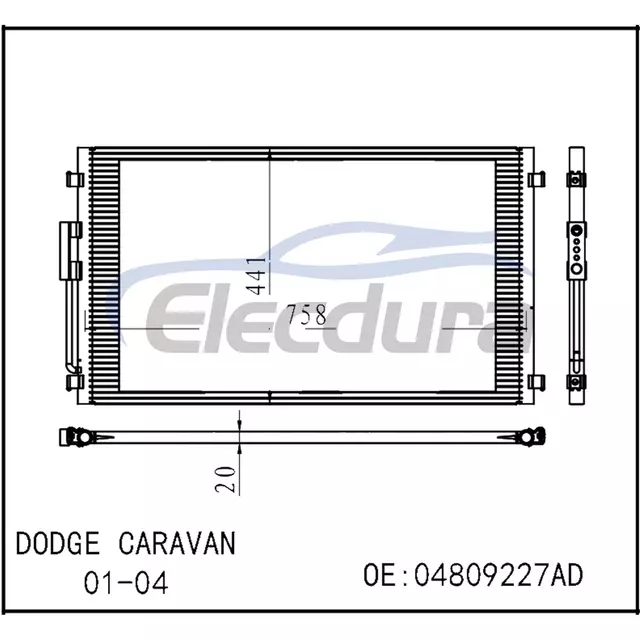 04809227AD Dodge Grand Caravan 2001-2004 A/C Condenser